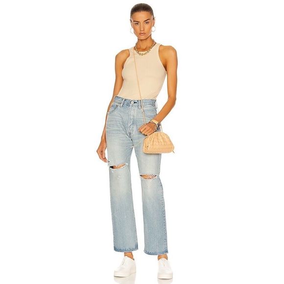 MOUSSY VINTAGE MV Teaneck Wide Straight Jeans size 24” in light/Blue - Picture 5 of 12
